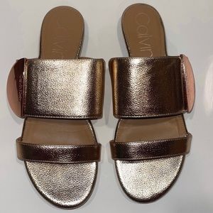 Pre-Owned Calvin Klein SAMANTHA Rose Gold Metallic Sandals Shoes Size 8.5 Chic